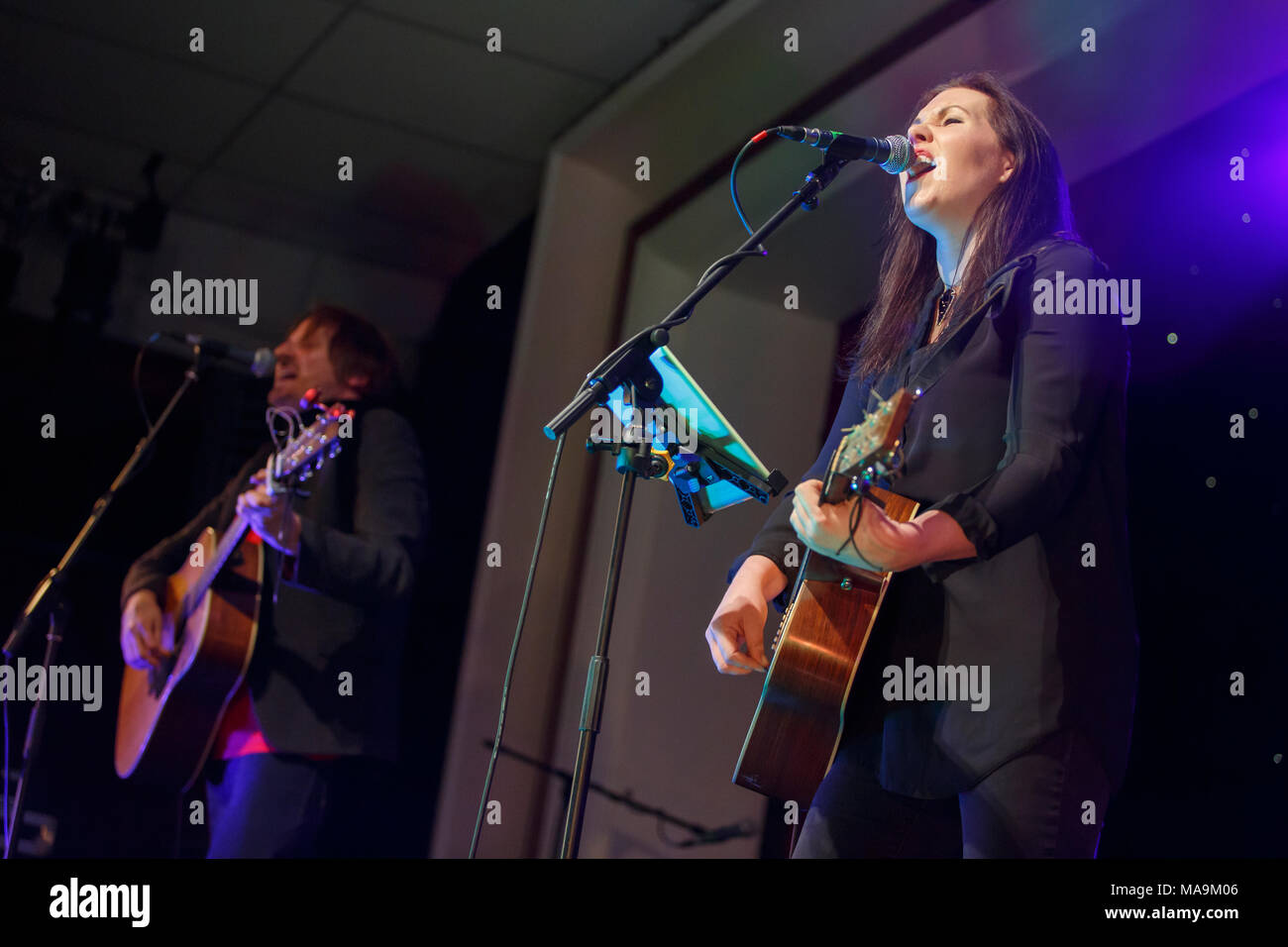 Nantwich, Cheshire, UK. 30th March, 2018. Thea Gilmore and her band perform live at the Nantwich Civic Hall during the 22nd Nantwich Jazz, Blues and Music Festival. Credit: Simon Newbury/Alamy Live News Stock Photo