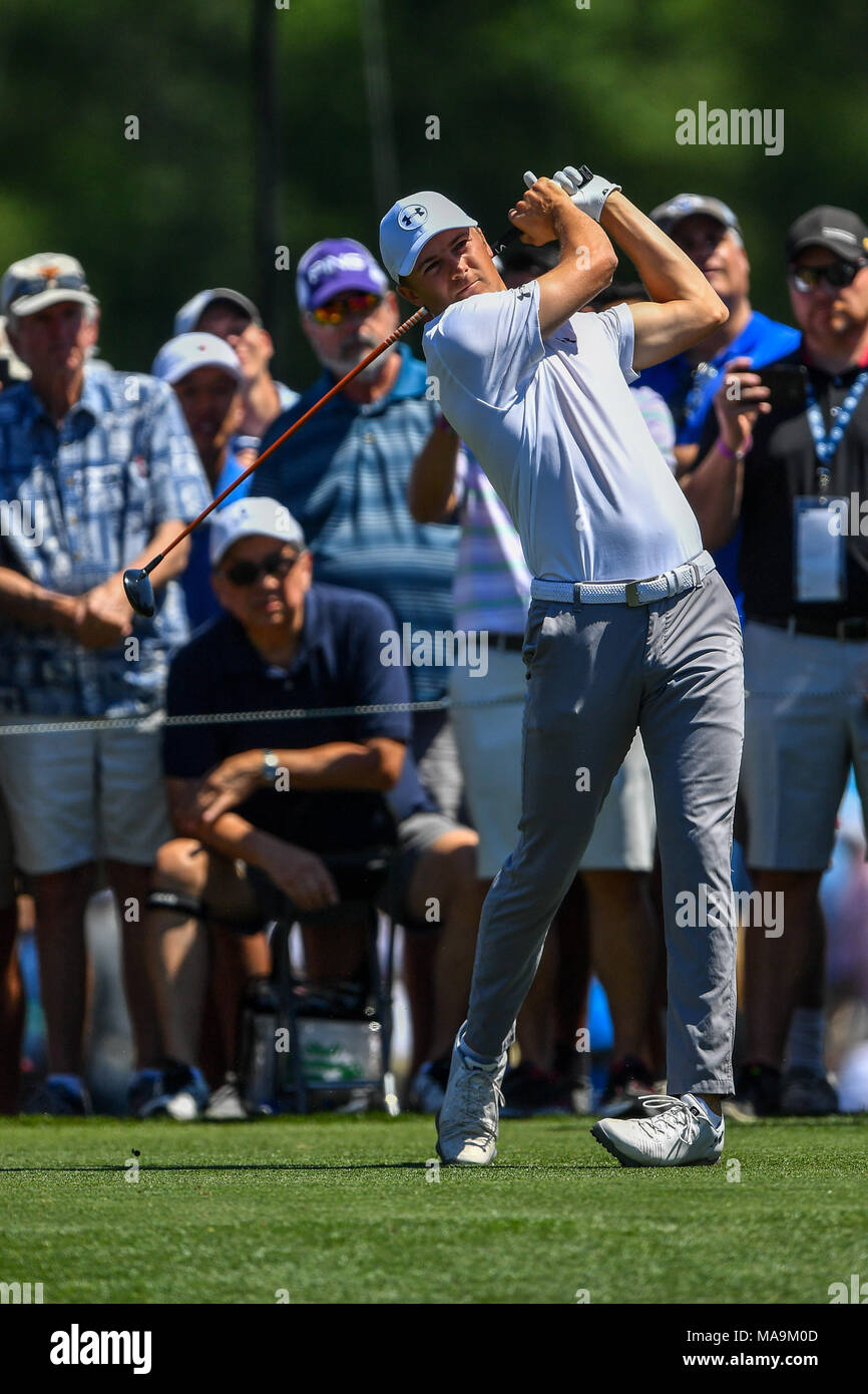 Humble, Texas, USA. 30th Mar, 2018. Jordan Spieth in action during the Houston Open at the Golf Club of Houston in Humble, Texas. Chris Brown/CSM/Alamy Live News Stock Photo