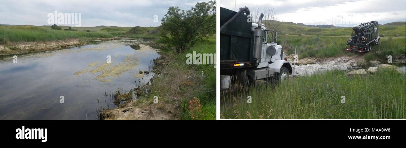 . 2012 survey assessments and analysis of fish, macroinvertebrates and herpetofauna in the Otter Creek coal tracts area of Powder River County . Site Photos otter Creek JT (downstream): summer visit looking downstream (left) and upstream (right) Stock Photo