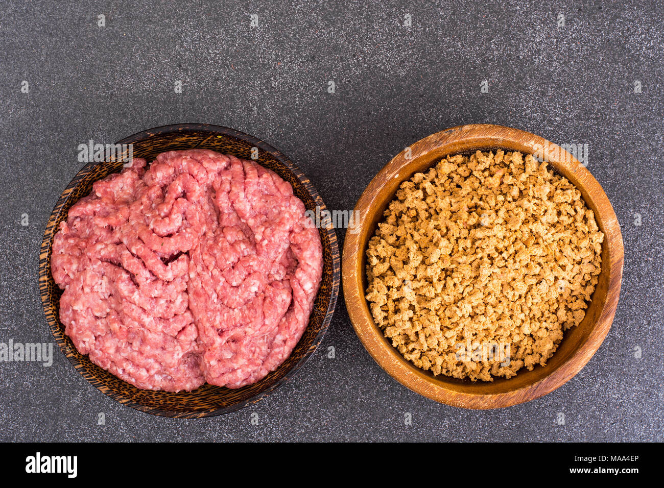 Minced meat soy and beef. Studio Photo Stock Photo