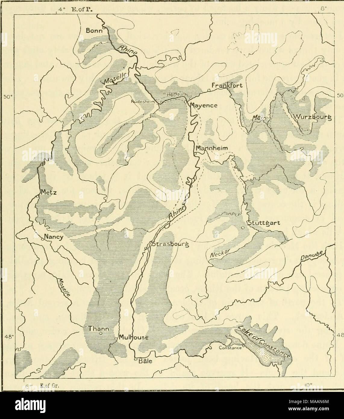 The earth and its inhabitants .. . Mean Temperature of Summer iiiiie  District Rheiufels on the left bank, and the inimical castles of the  "Cat" and the " Mouse " frown