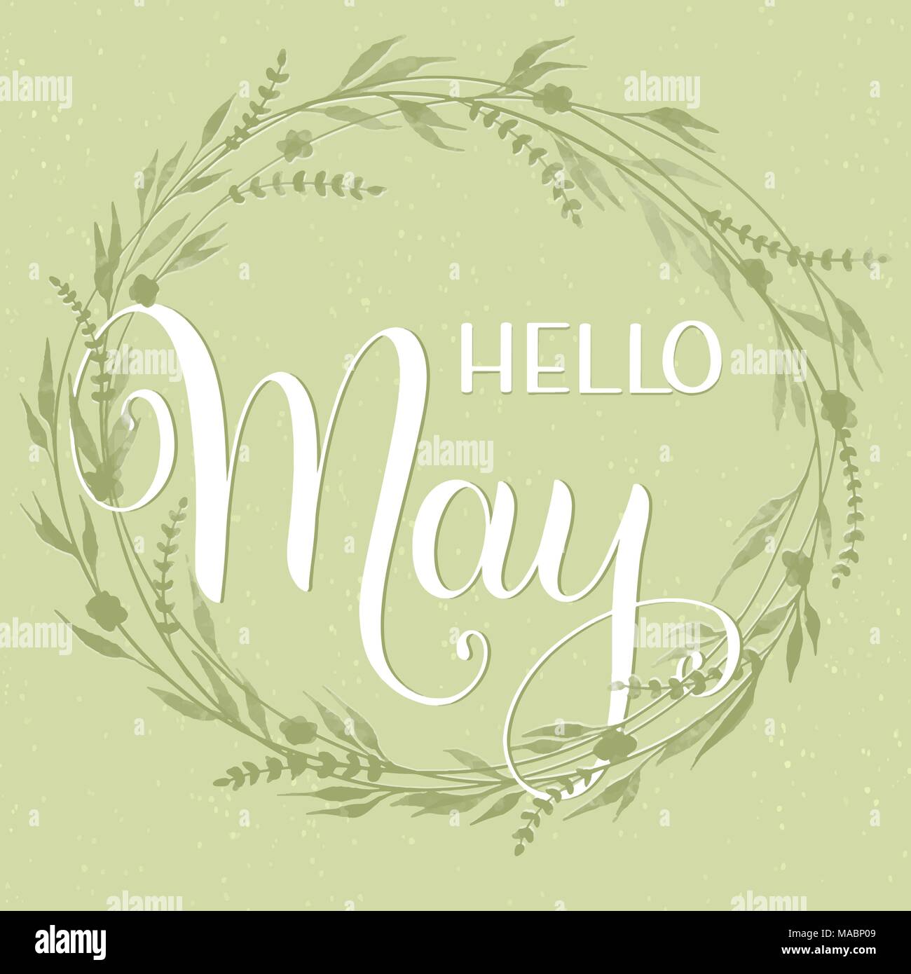 Hello May lettering. Elements for invitations, posters, greeting cards ...