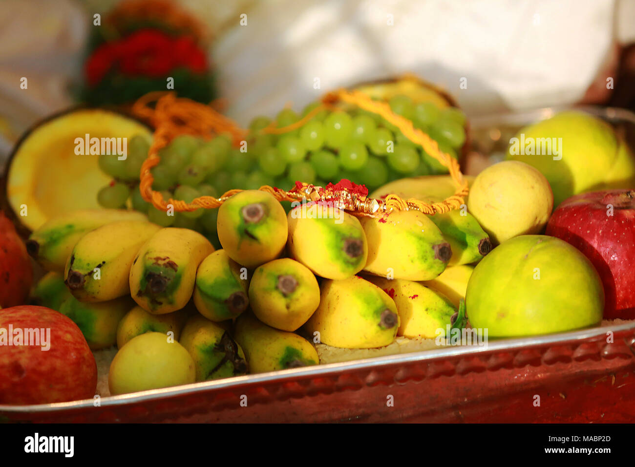 indian wedding ritual, coconut, banana Stock Photo Alamy