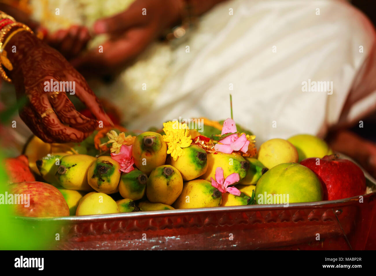 Banana Ritual indian wedding ritual, coconut, banana Stock Photo - Alamy