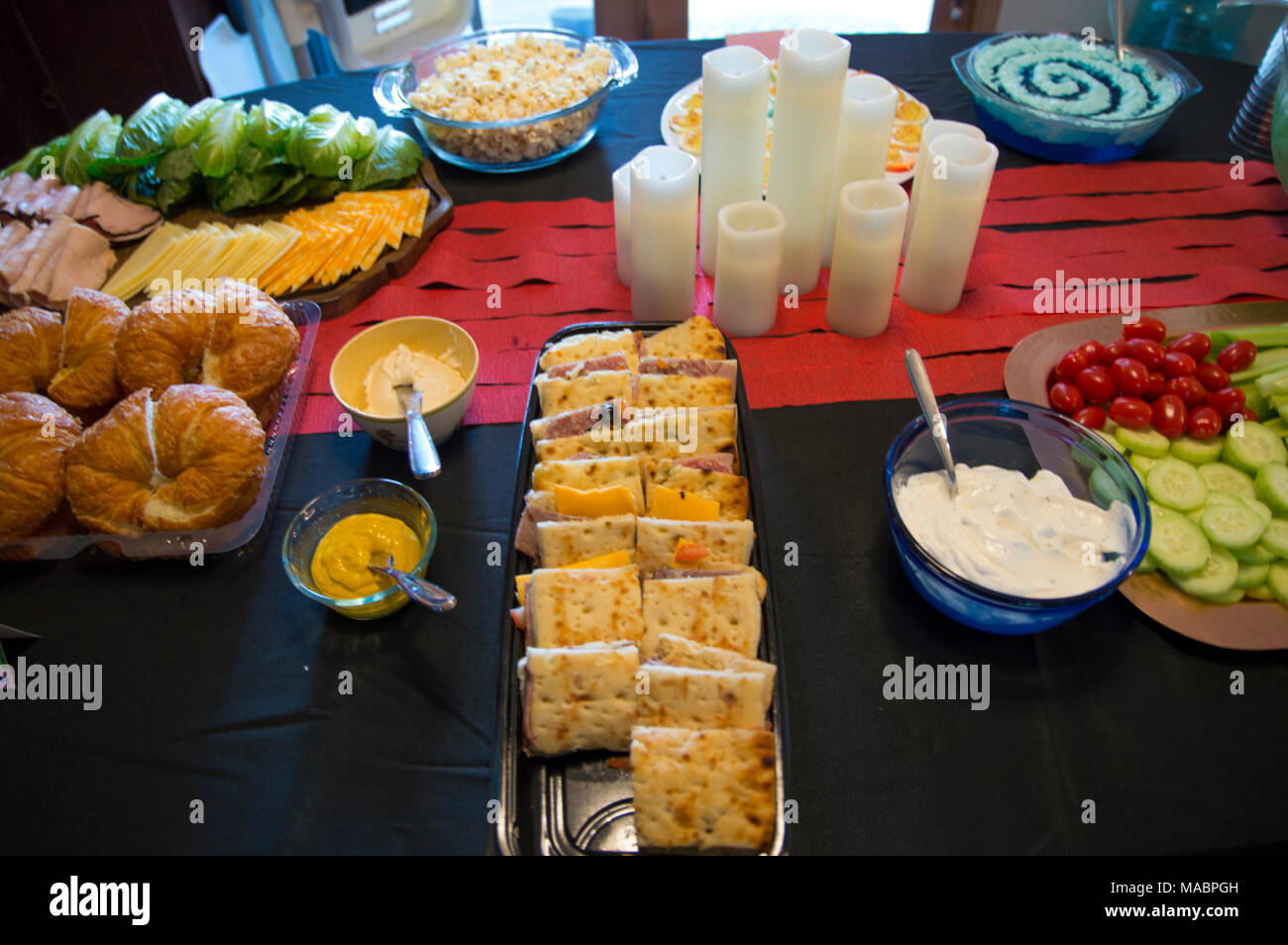 Food set out for a party. Stock Photo