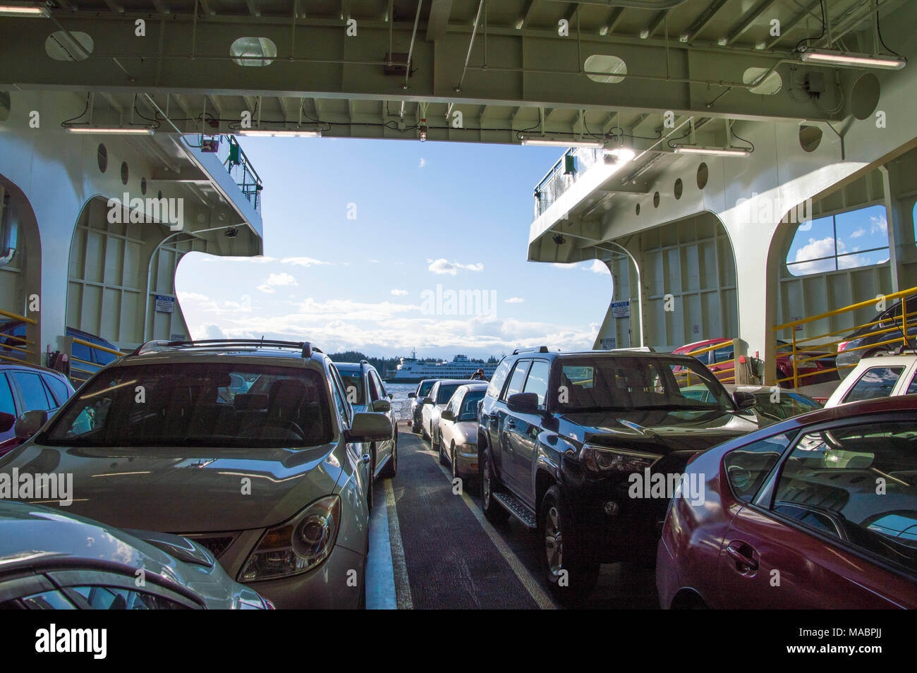 Automobiles on a Washington State Ferry on the Kingston to Edmonds