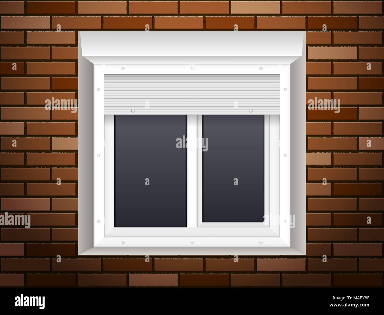 Picture Idea: Windows With Rolling Shutters On Brick Wall Stock Photo