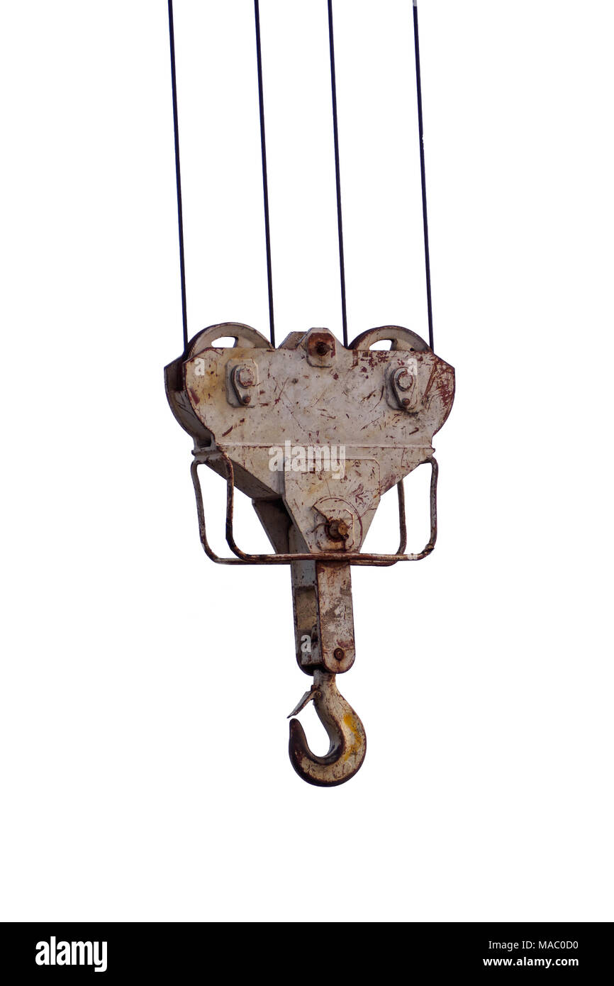 crane hook isolated on white backgroung with clipping path. Stock Photo