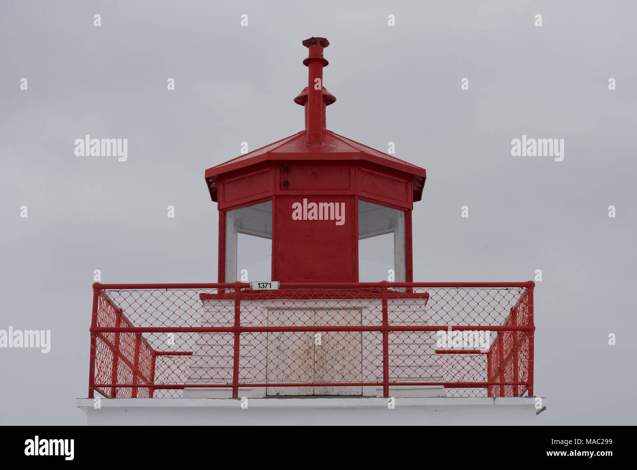 Bright red lighthouse gallery and cupola Stock Photo Alamy
