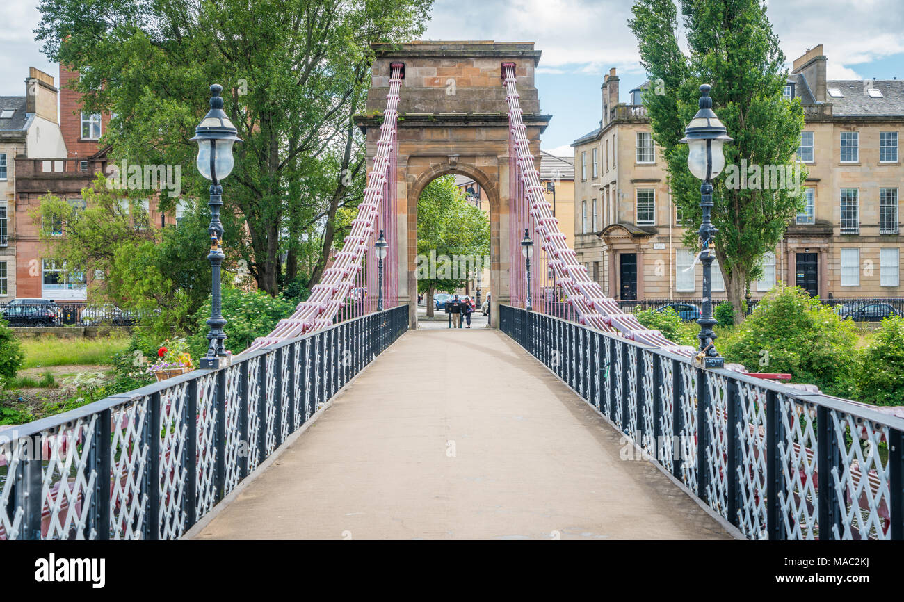 South Portland Street Suspension Bridge in Glasgow, Scotland Stock
