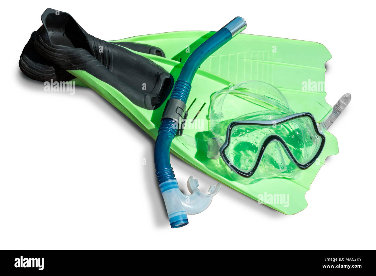 Scuba snorkeling  diving set. Isolated on white.With clipping path Stock Photo