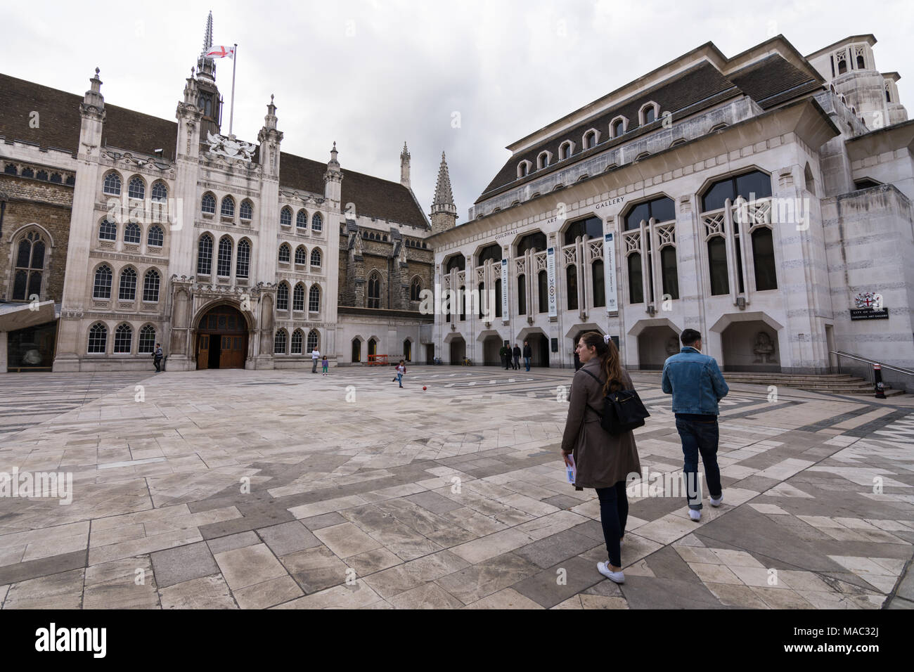 Guildhall, City of London, England. Courtyard, Art Gallery and Historical Town Hall Stock Photo