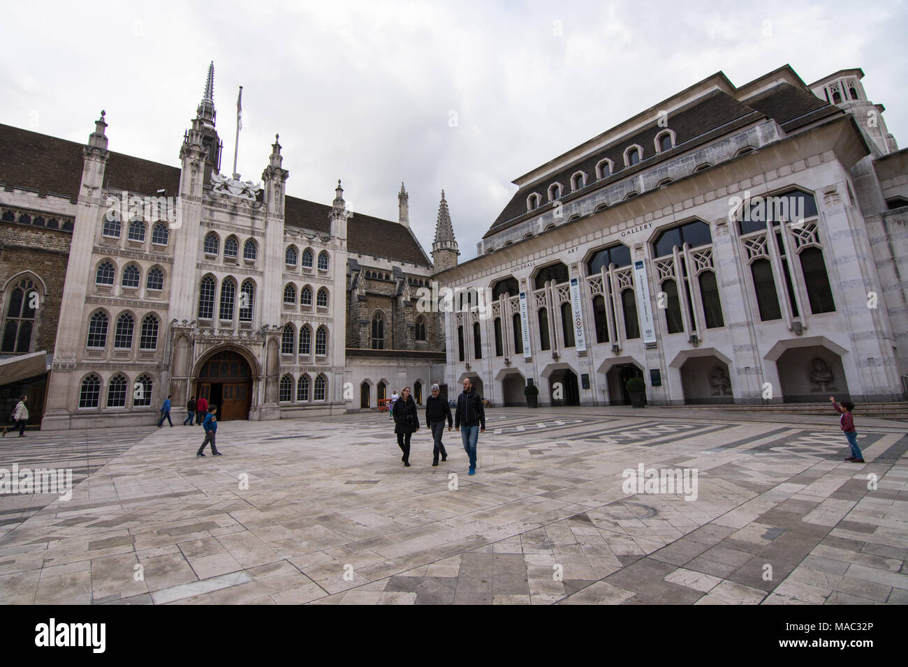 Guildhall, City of London, England. Courtyard, Art Gallery and Historical Town Hall Stock Photo