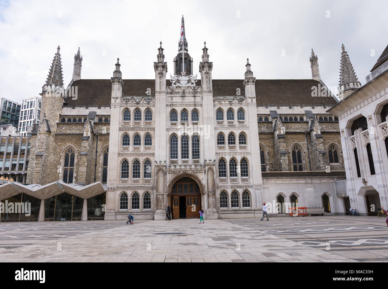 Guildhall, City of London, England. Courtyard and Facade of Historical Town Hall Stock Photo