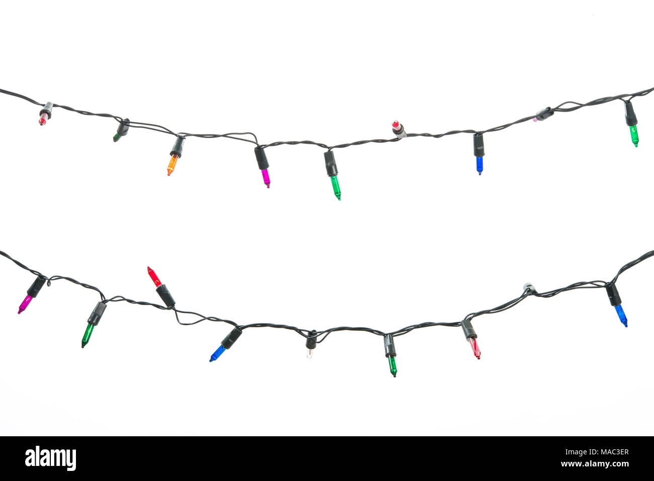string wired bulbs on white background. Stock Photo
