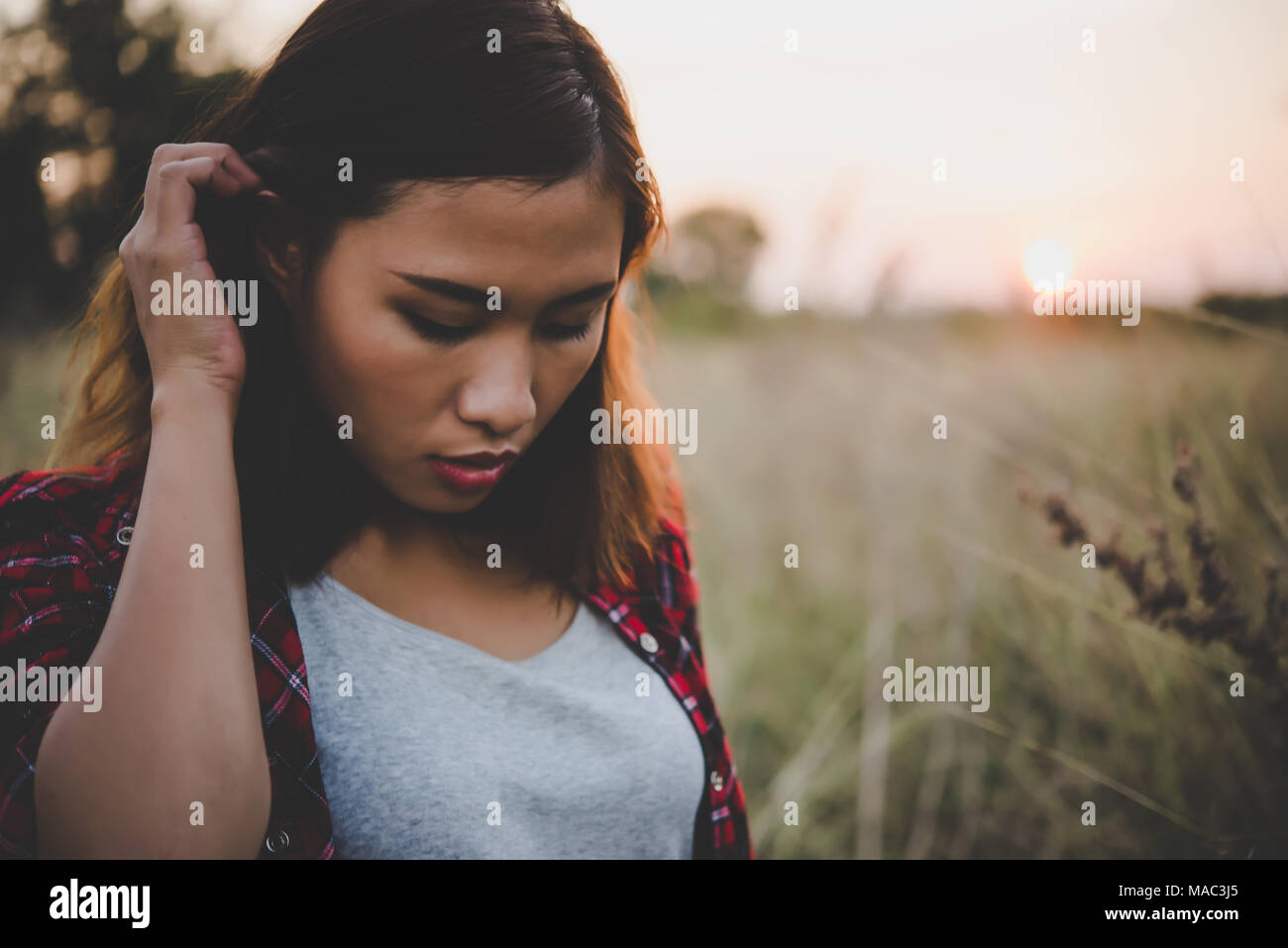 Sad Girl In Field