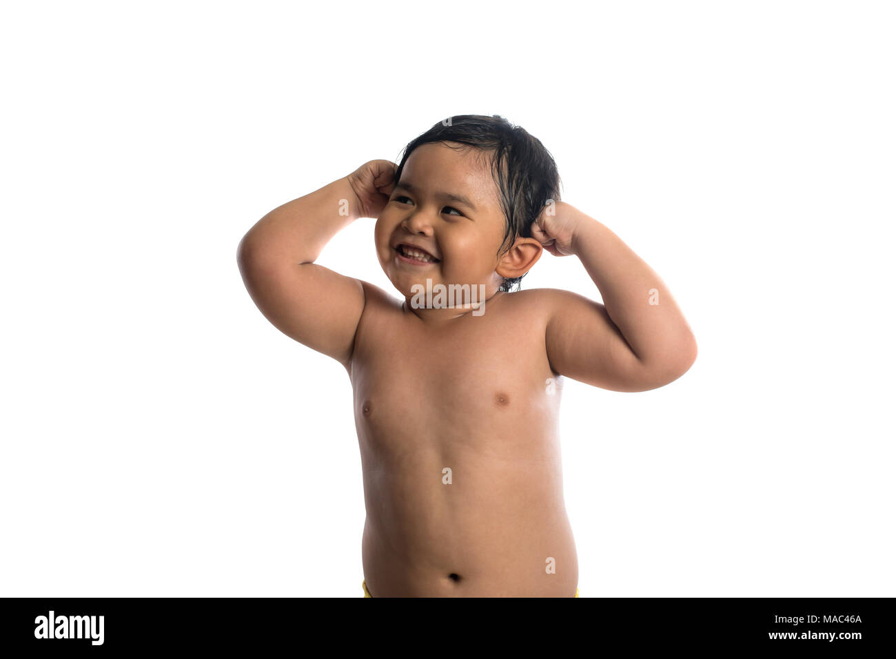 Happy little cute asian boy cute smiling to camera isolated on white ...