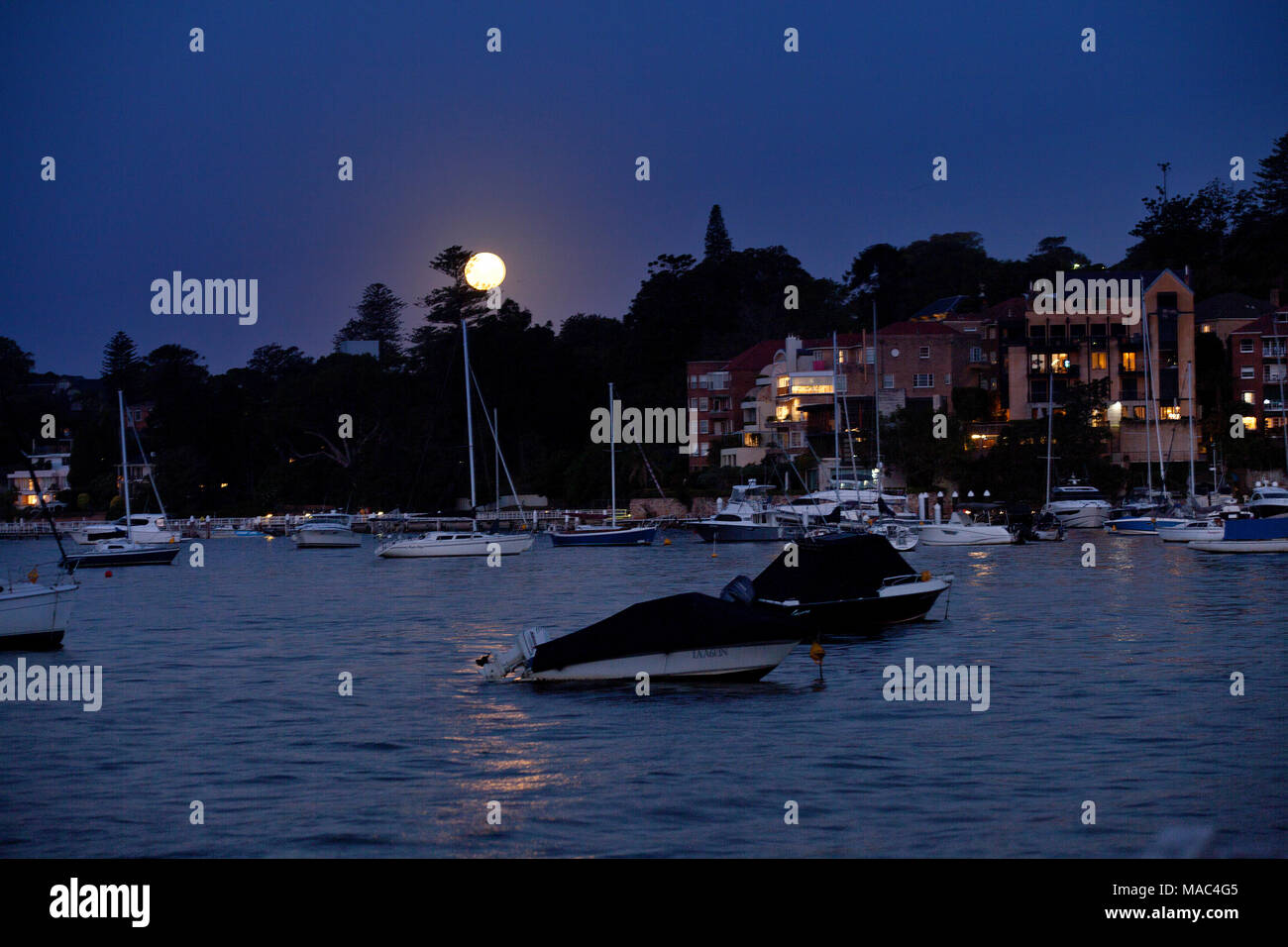 Full Moon Double bay Sydney Stock Photo Alamy