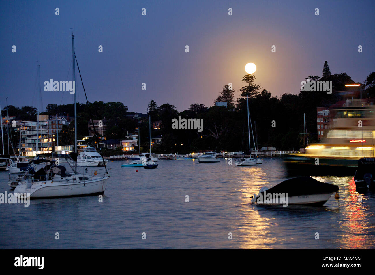 Full Moon Double bay Sydney Stock Photo Alamy