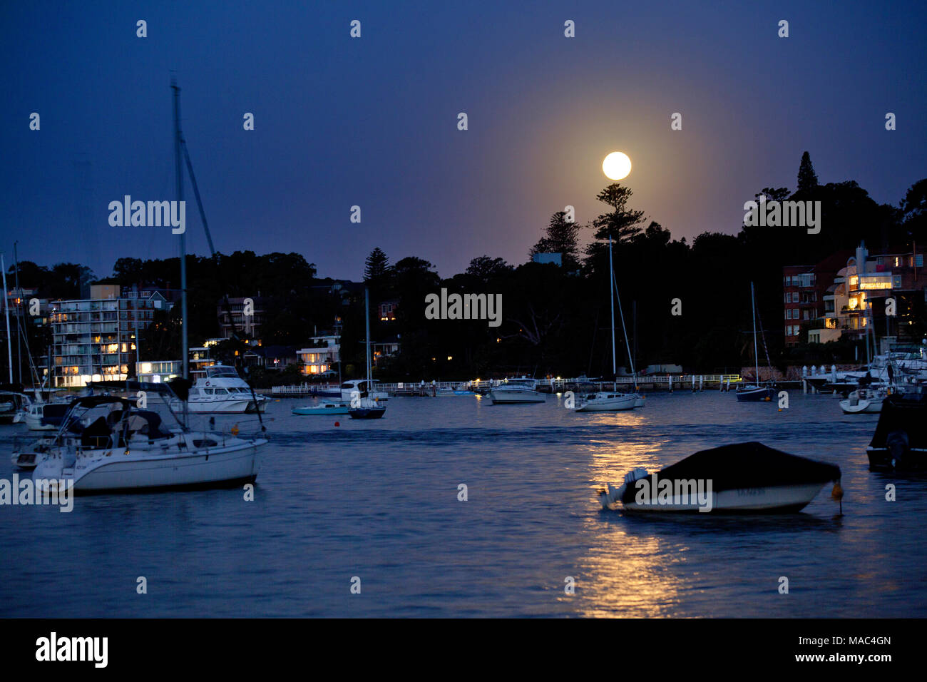 Full Moon Double bay Sydney Stock Photo Alamy