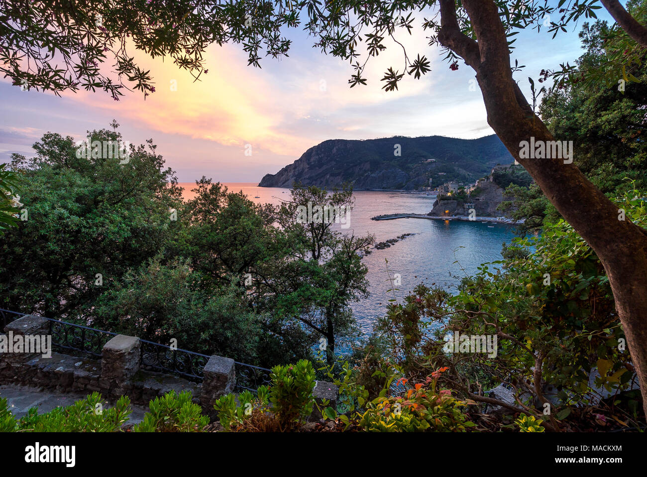 Monterosso al Mare at sunset taken from Hotel Porto Roca, Cinque Terre ...