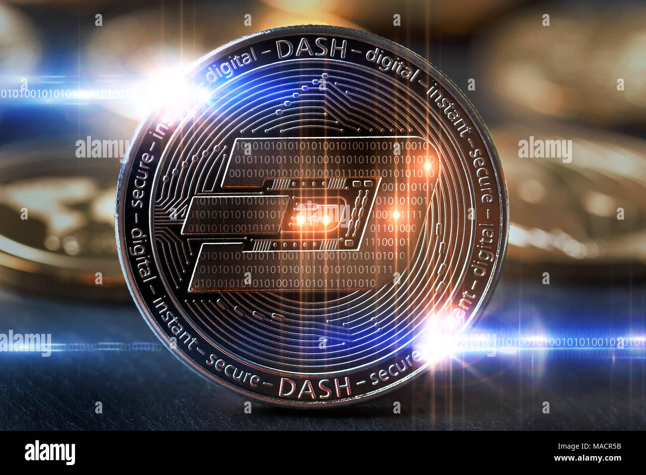 dash coin digital lights dark color composing Stock Photo - Alamy