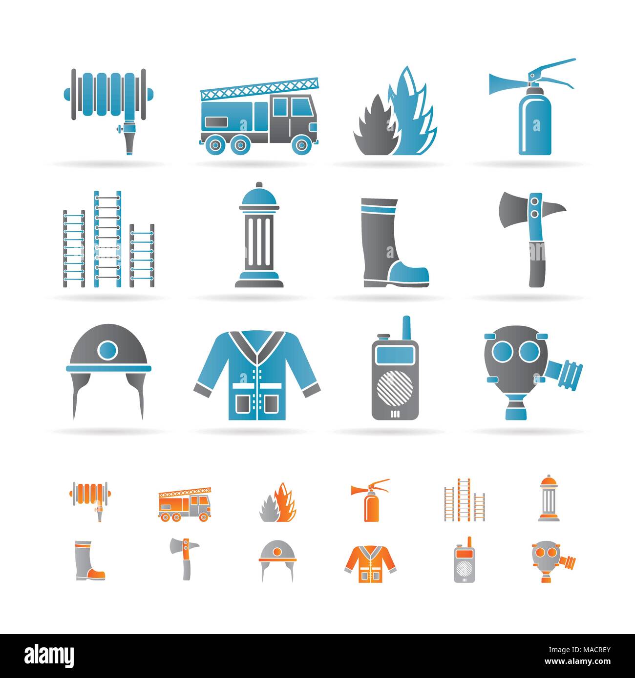 fire-brigade and fireman equipment icon - vector icon set Stock Vector ...
