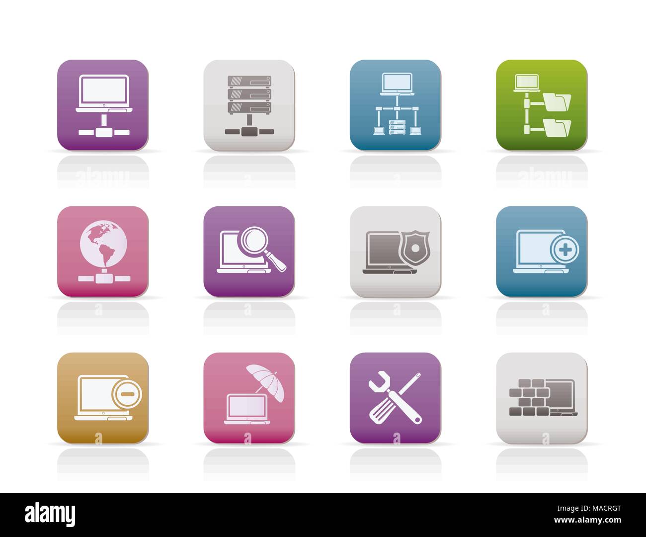 Network, Server and Hosting objects - vector illustration Stock Vector