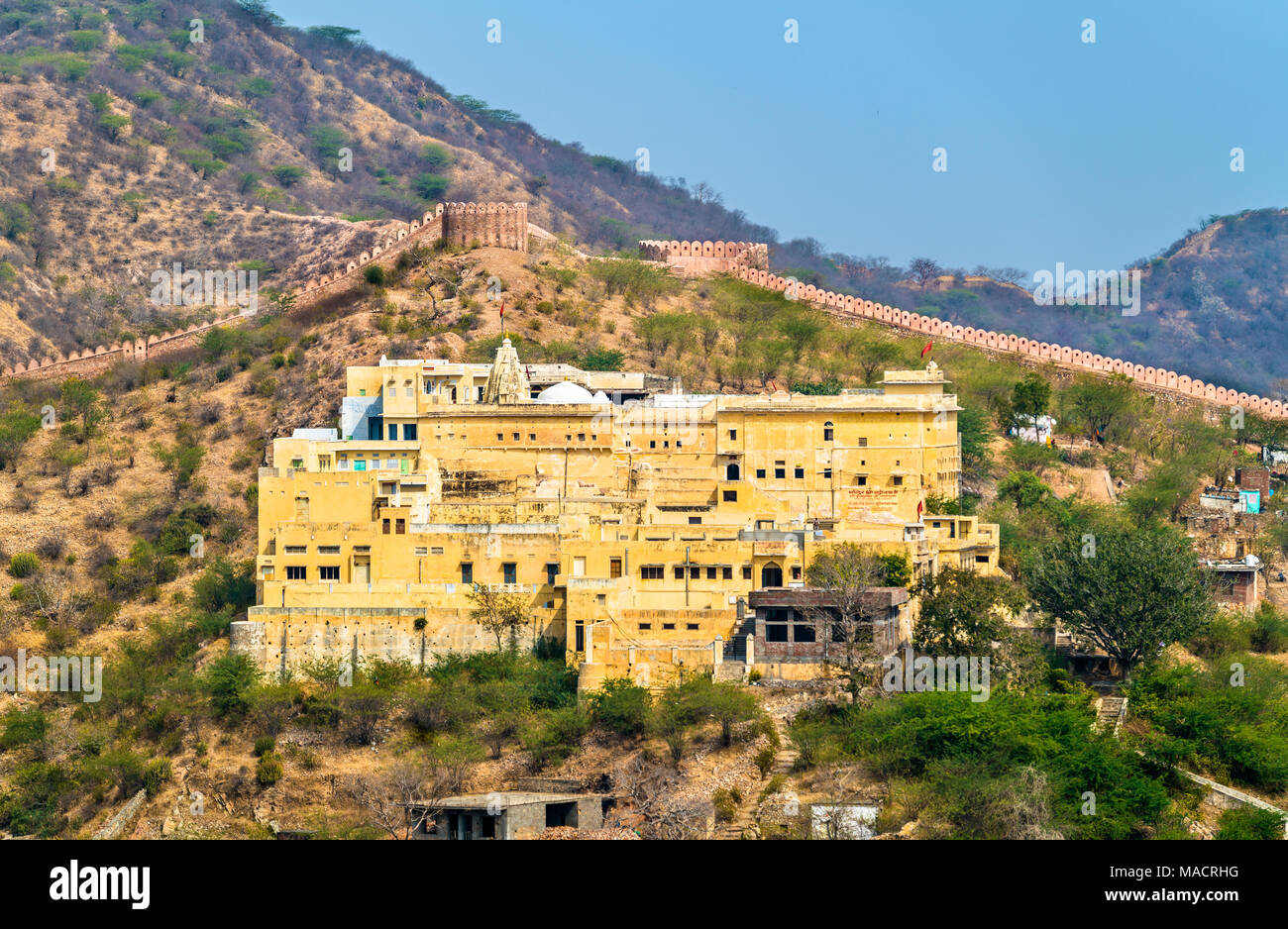 View of Badrinath Temple in Amer near Jaipur, India Stock Photo