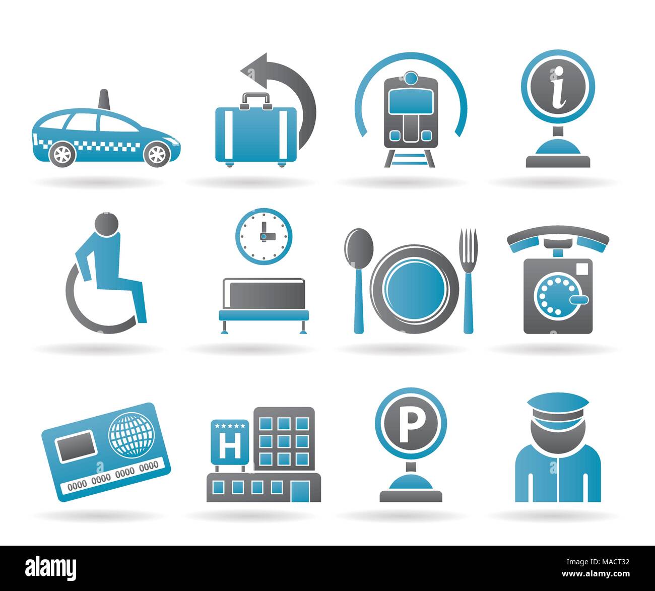airport, travel and transportation icons 2 - vector icon set Stock Vector