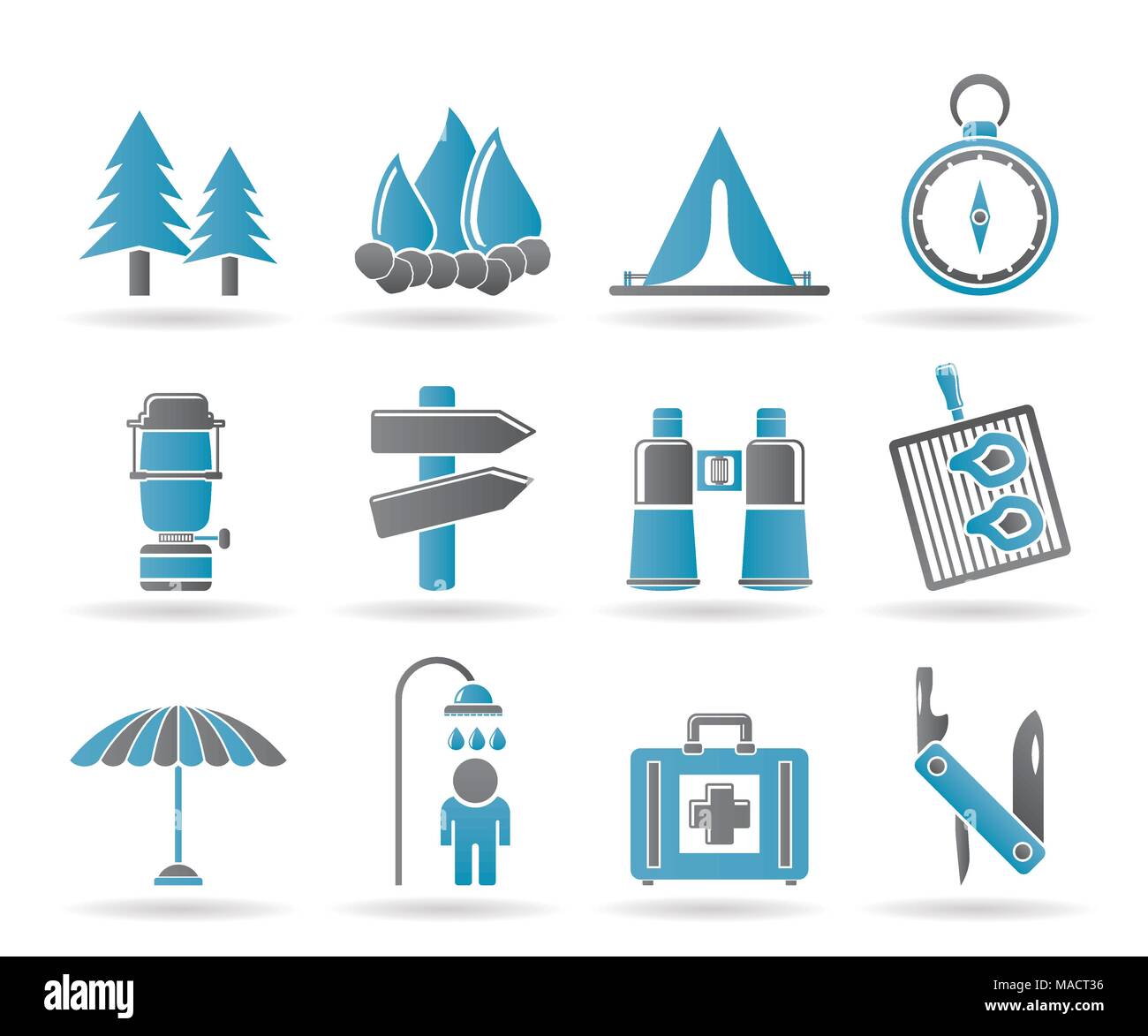 Camping, travel and Tourism icons - vector icon set Stock Vector Image ...