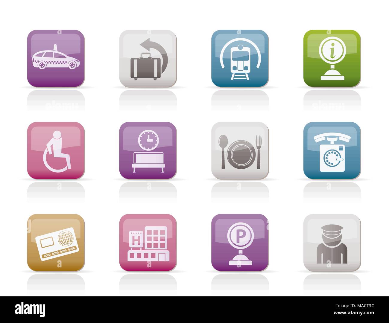 airport, travel and transportation icons 2 - vector icon set Stock Vector