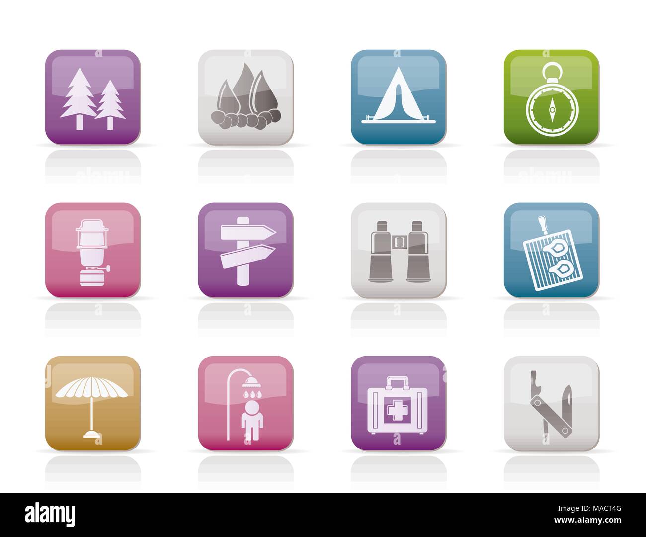 Camping, travel and Tourism icons - vector icon set Stock Vector Image ...