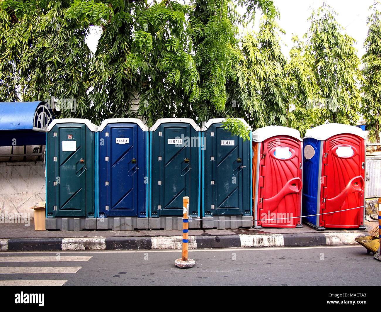 Blue toilet cubicle hi-res stock photography and images - Alamy