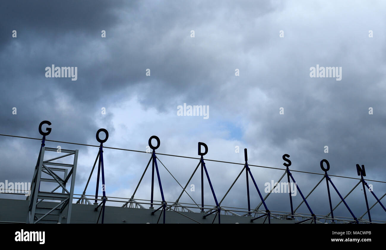 A general view of the stadium before the Premier League match at Goodison Park, Liverpool. Stock Photo