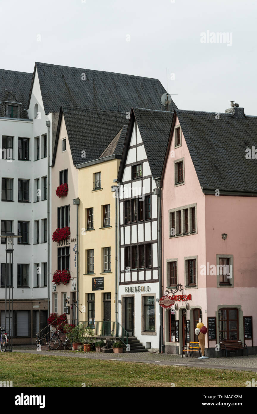 Colorful houses in Bavarian style in the old town of Cologne, North