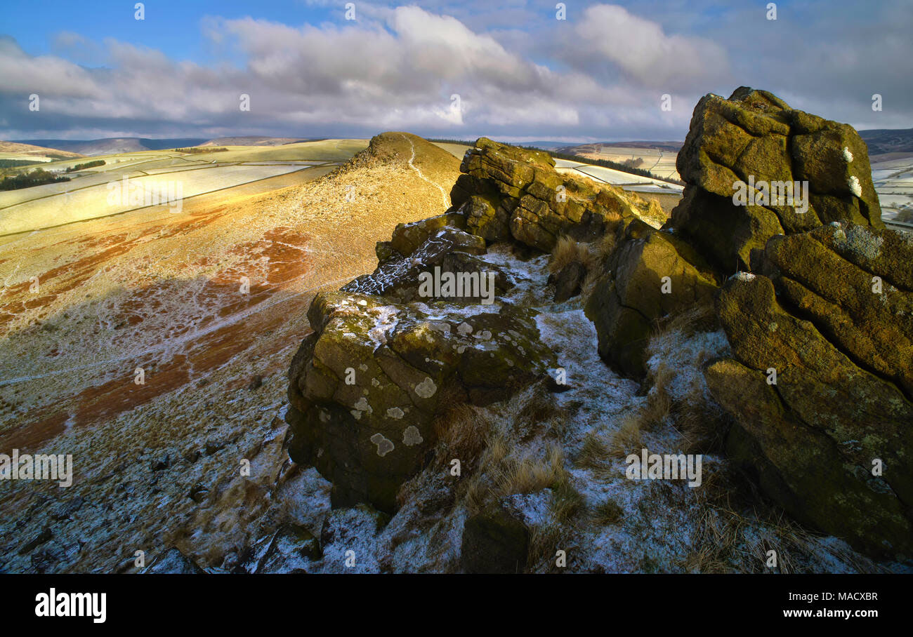 Crook Hill in Winter, Bamford, the Peak District, England (2) Stock Photo