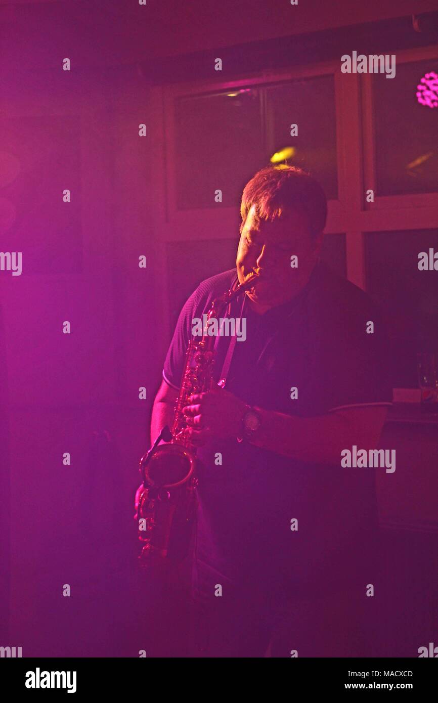 Still photographs of DJ & Sax Live Music Club Gig Essex, UK Stock