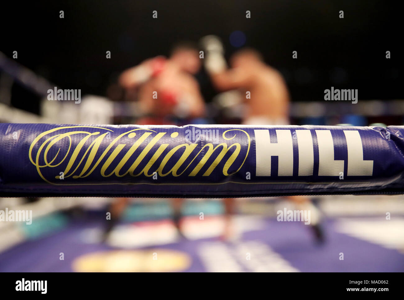 William High signage on the ring ropes at the Principality Stadium, Cardiff. PRESS ASSOCIATION Photo. Picture date: Friday March 30, 2018. See PA story BOXING Cardiff. Photo credit should read: Nick Potts/PA Wire Stock Photo