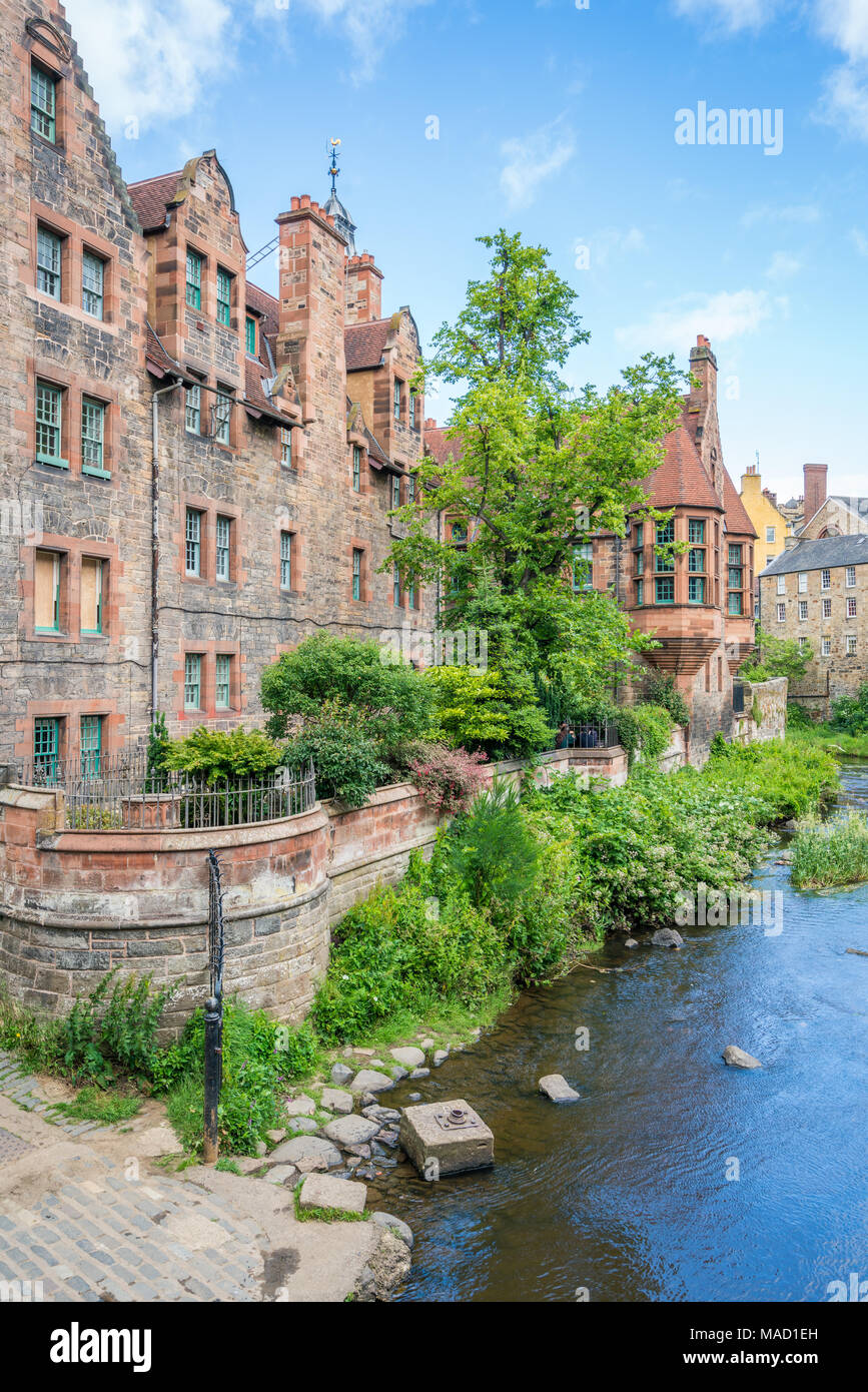 The scenic Dean Village in a sunny afternoon, in Edinburgh, Scotland. Stock Photo