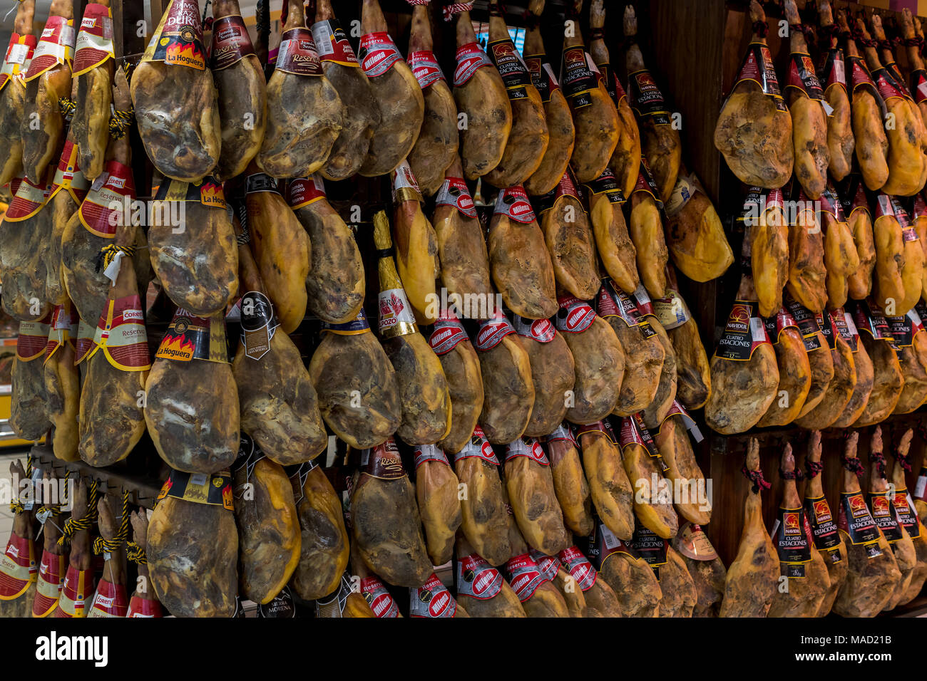 MADRID, SPAIN 26 MARCH, 2018 Large food supermarket with customers