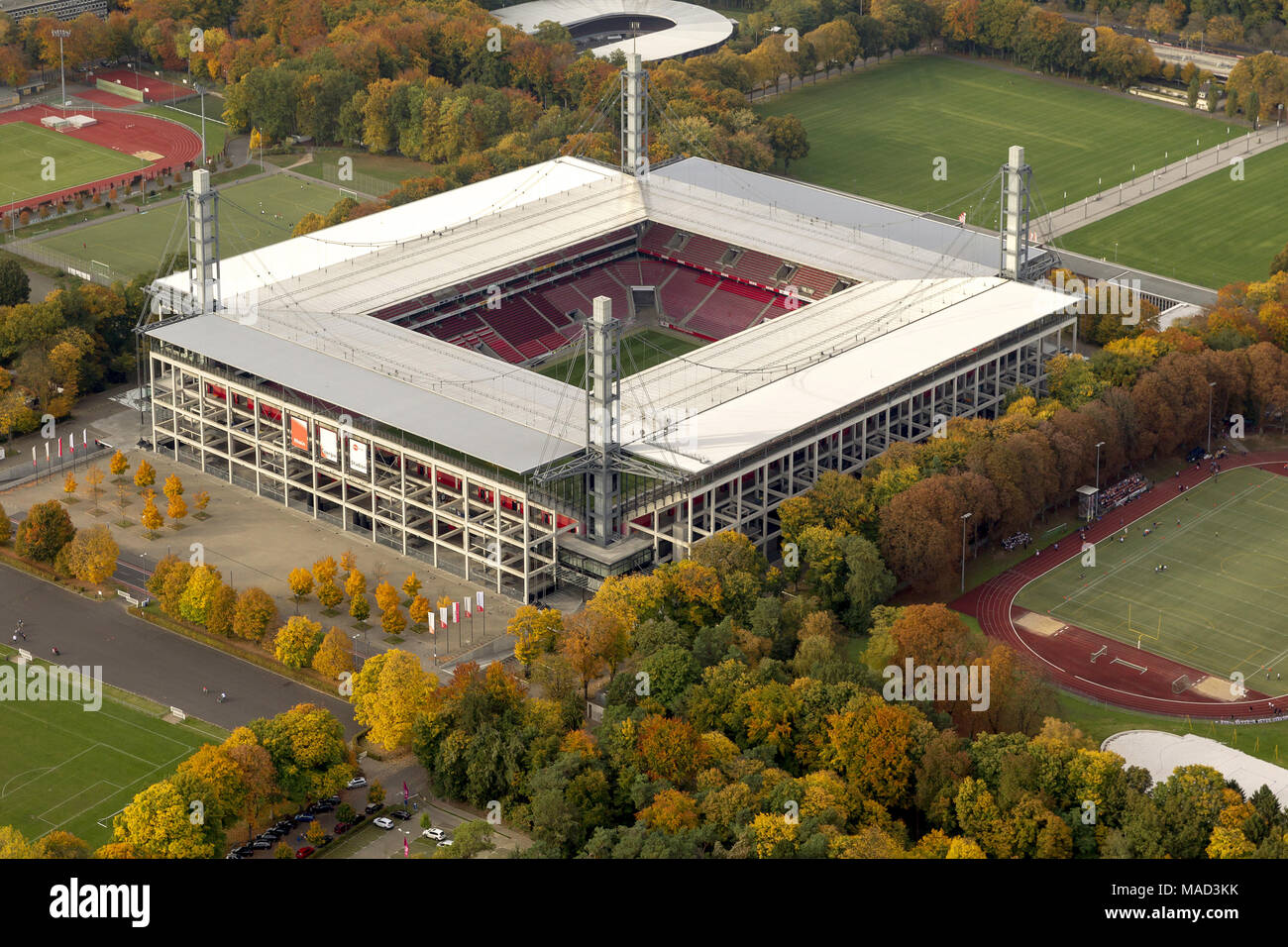 Aerial view, Territorial Energy Stadium, 1.FC Koeln, Rhein Energie Stadium, 2.Bundesliga, Cologne, Rhineland, North Rhine-Westphalia, Germany, Europe, Stock Photo