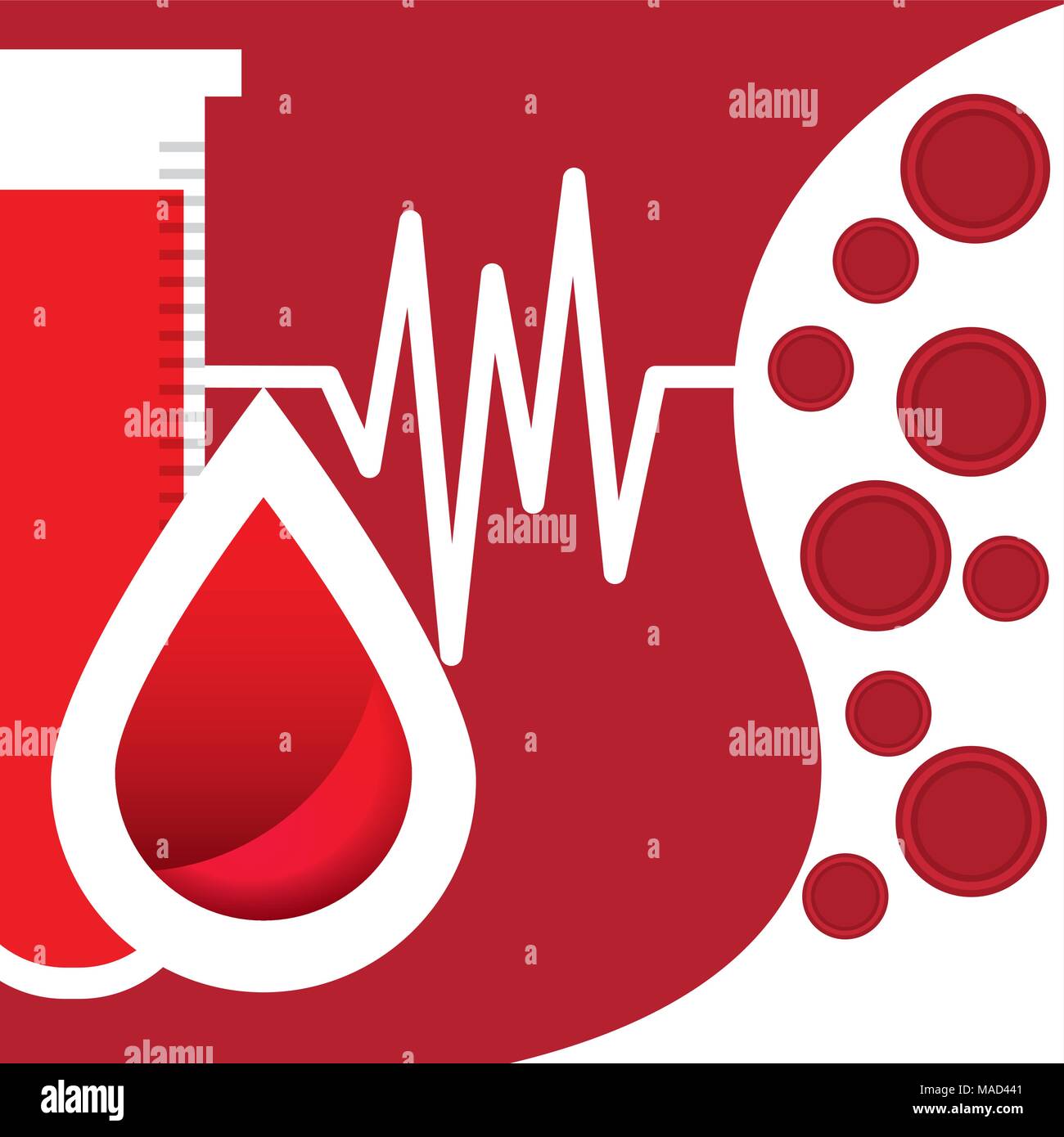 laboratory test tube and drop blood donation day vector illustration ...