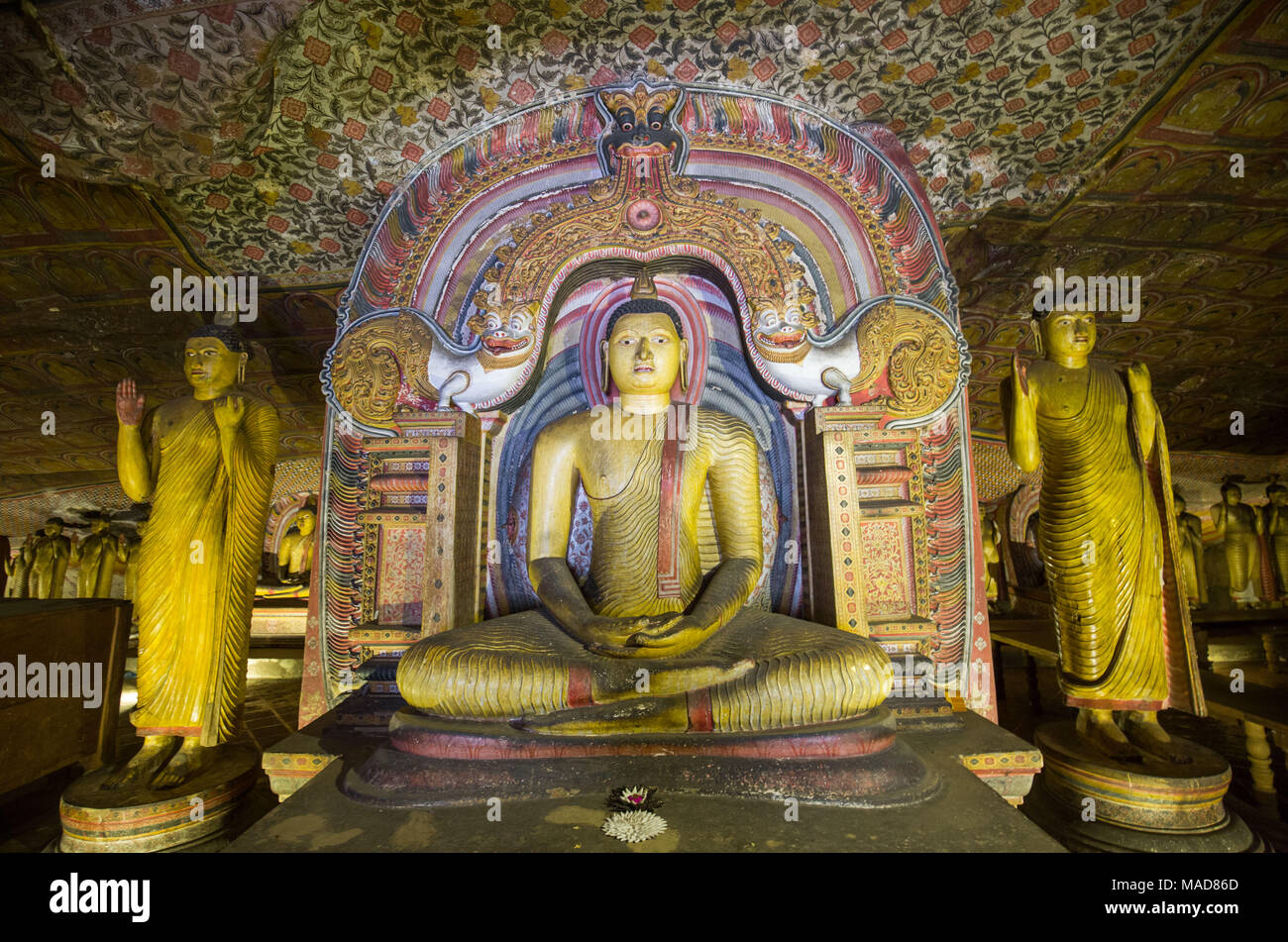 Buddha statues inside Dambulla Cave Temple, Dambulla, Sri Lanka, Asia. Stock Photo