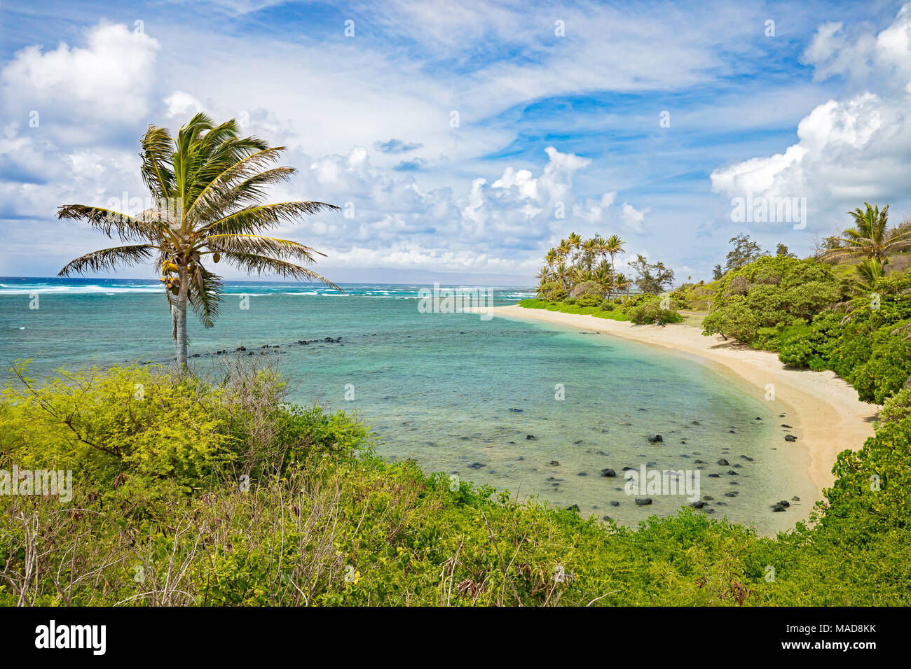 Twenty Mile Beach on the island of Molokai, Hawaii, United States of America, Pacific. Stock Photo
