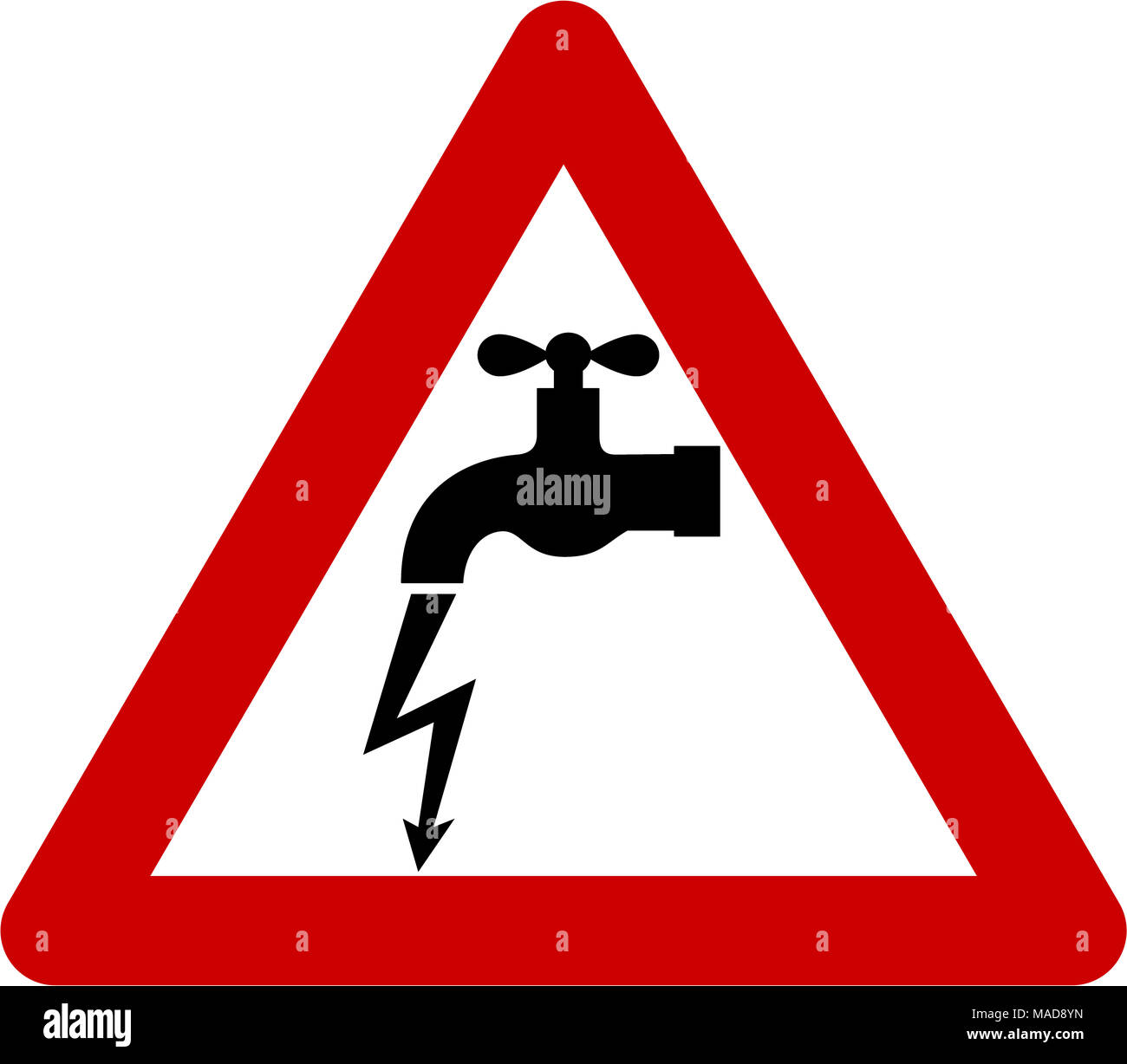 Warning sign with electric leakage symbol Stock Photo Alamy