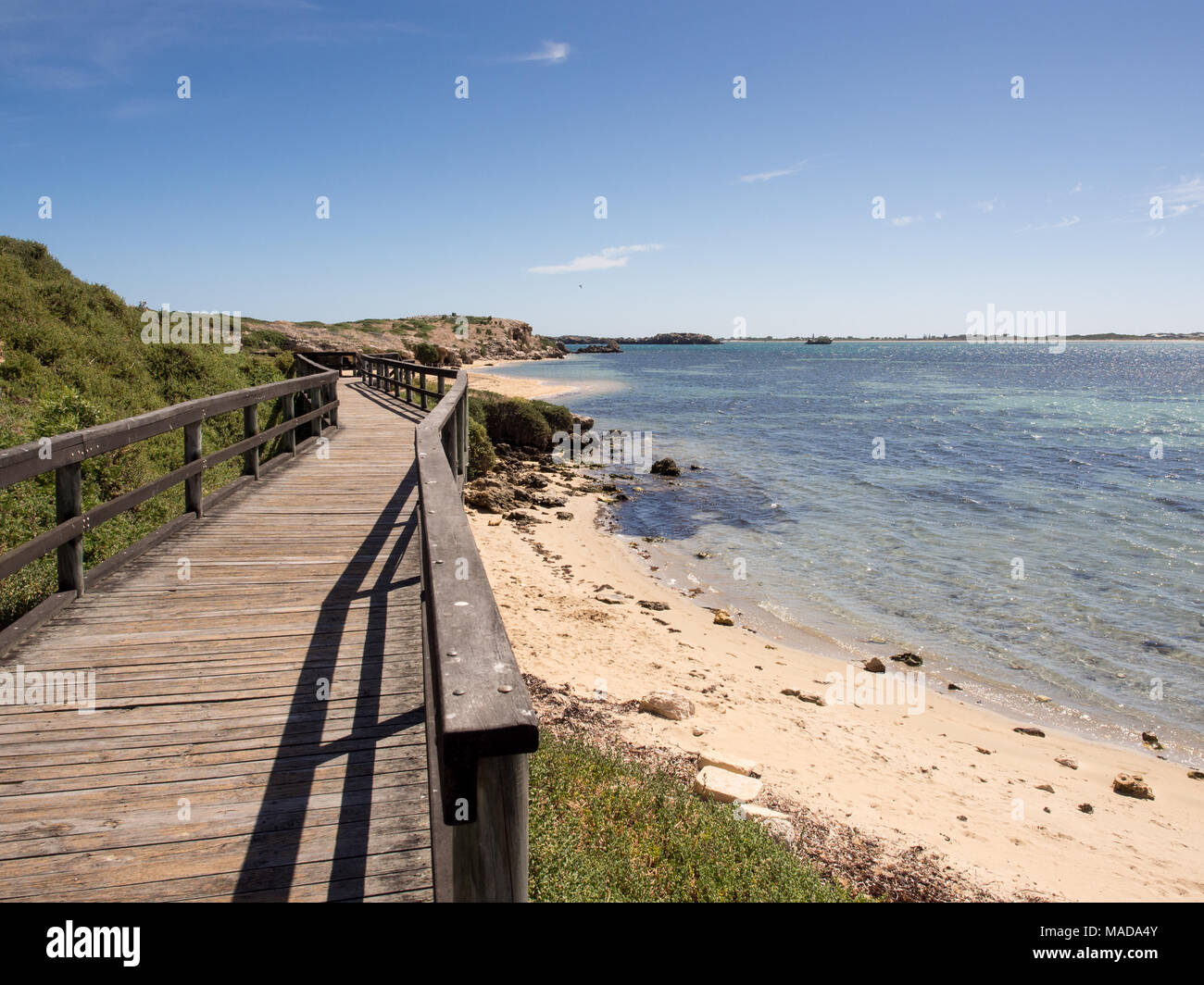 Boardwalk on Penguin Island, Western Australia Stock Photo