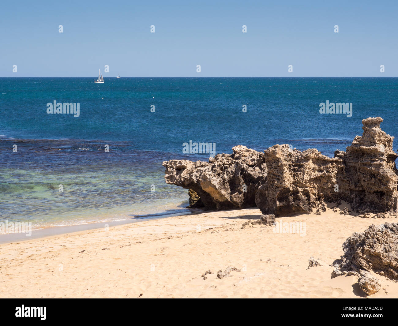Sail boat around Penguin Island Conservation Park, Western Australia