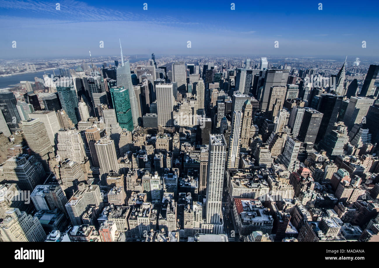 New York Skyline, ariel View Stock Photo