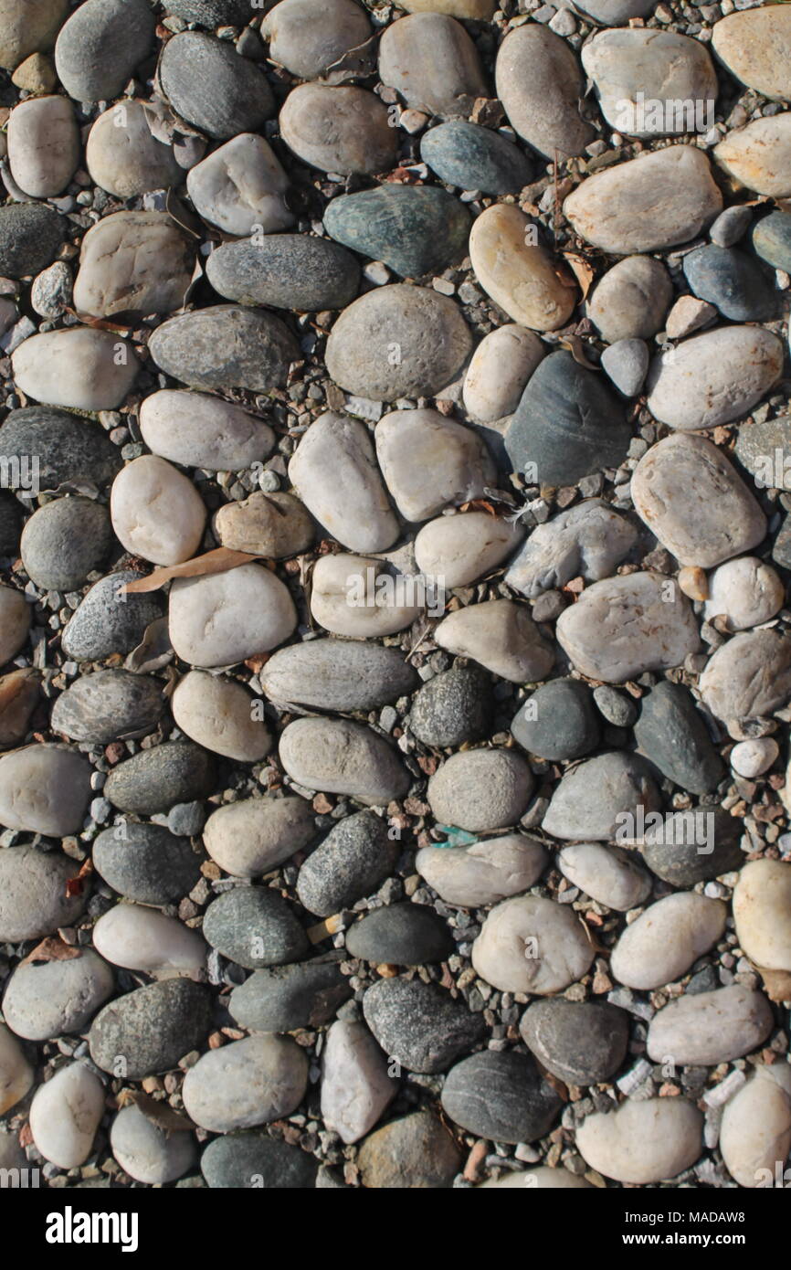 Nice background image of pebbles, round rocks texture Stock Photo